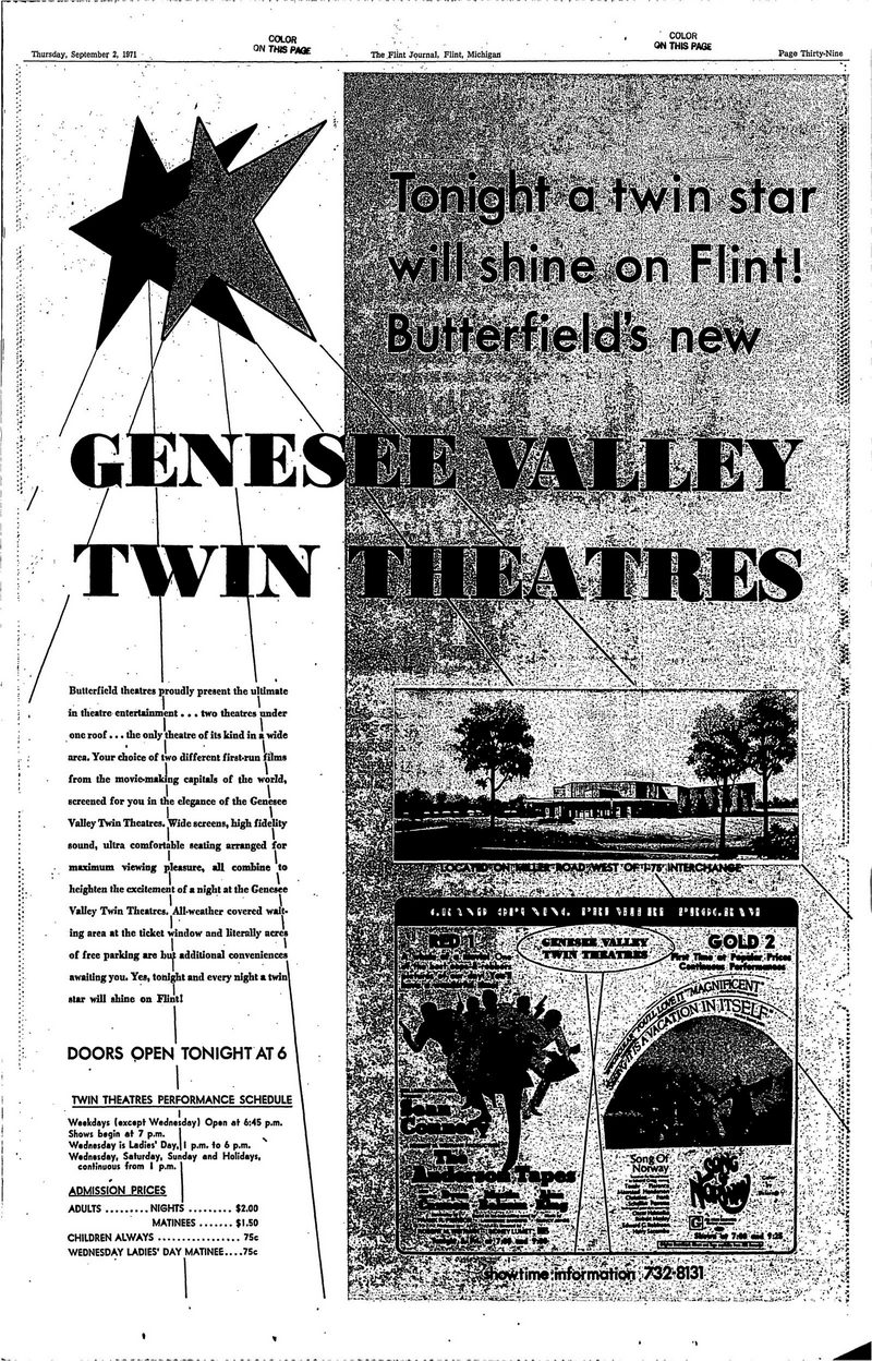 Genesee Valley Cinemas - Sept 1971 Full Page Ad